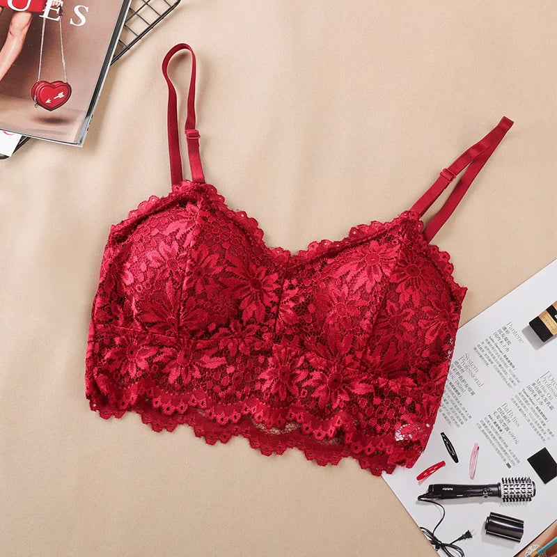 Lace Sexy Lingerie Wireless Bra For Women Padded Push Up Bralette Female Brassiere Soft Backless Fashion Bras Underwear