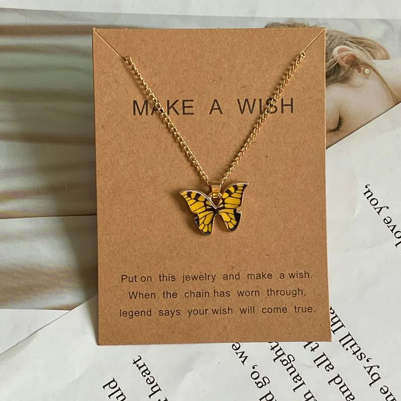 Fashion Women Necklace Korea Style New Butterfly Pendant Necklace Gift For Girl  Cute Lovely Neck Jewelry Wholesale Dropshipping