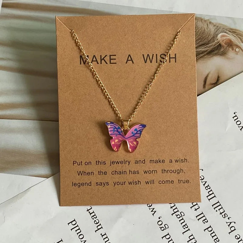 Fashion Women Necklace Korea Style New Butterfly Pendant Necklace Gift For Girl  Cute Lovely Neck Jewelry Wholesale Dropshipping