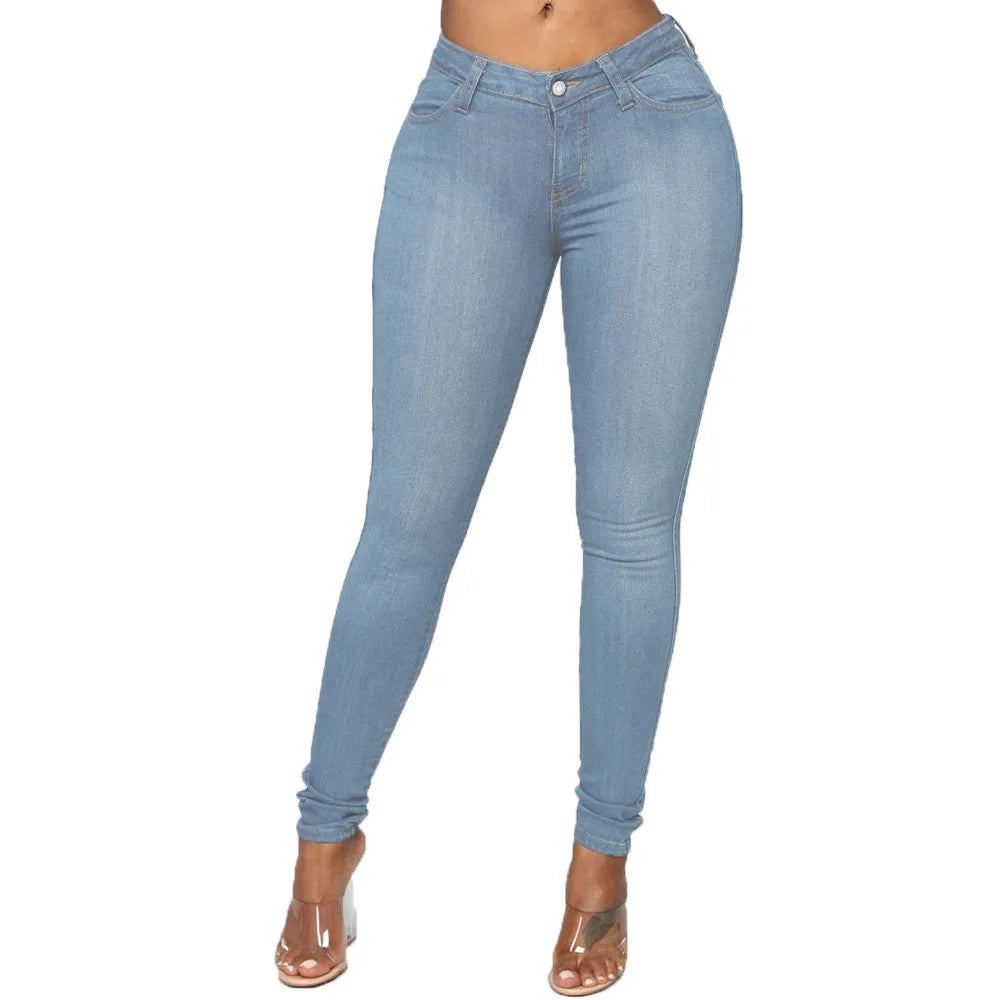 XS-6Xl High Waist Stretch Skinny Pencil Jeans Pants Women Plus Size Denim Trouser