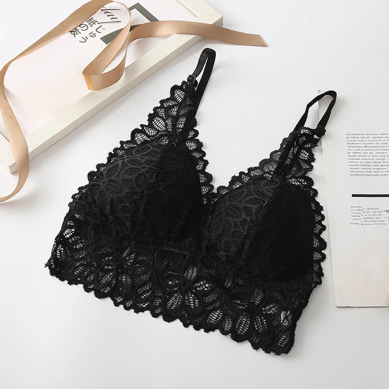 Lace Sexy Lingerie Wireless Bra For Women Padded Push Up Bralette Female Brassiere Soft Backless Fashion Bras Underwear