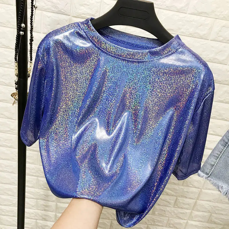 Lightweight Retro Shiny Satin Top for Women