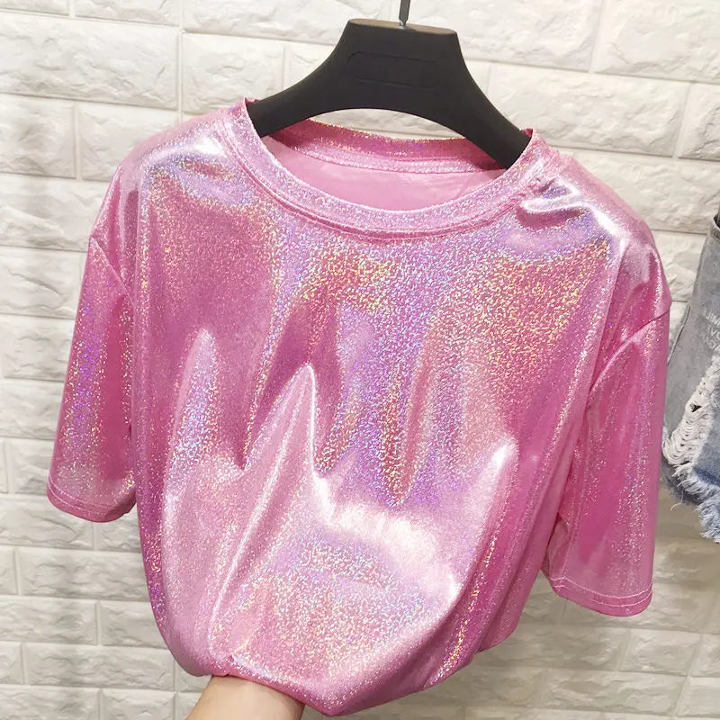 Lightweight Retro Shiny Satin Top for Women