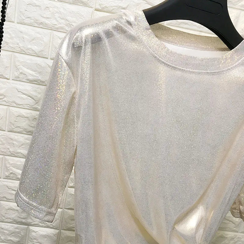 Lightweight Retro Shiny Satin Top for Women