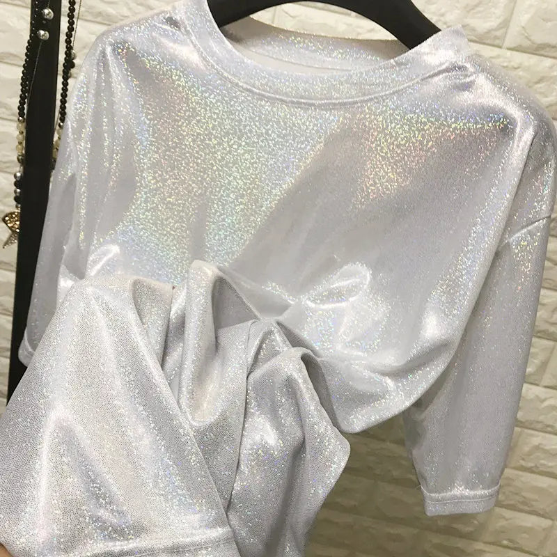 Lightweight Retro Shiny Satin Top for Women