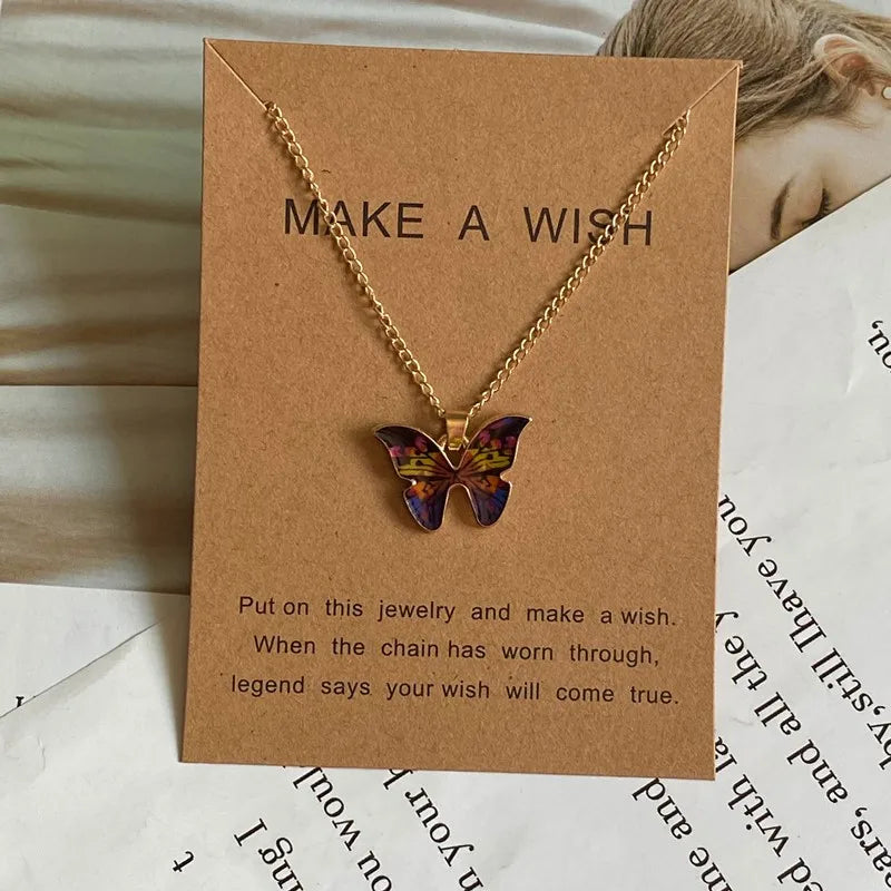 Fashion Women Necklace Korea Style New Butterfly Pendant Necklace Gift For Girl  Cute Lovely Neck Jewelry Wholesale Dropshipping