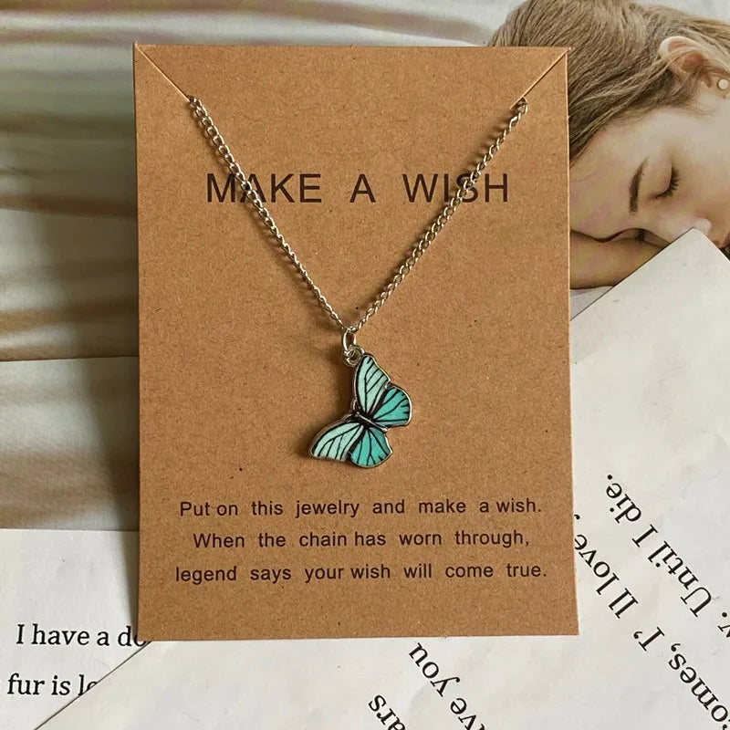 Fashion Women Necklace Korea Style New Butterfly Pendant Necklace Gift For Girl  Cute Lovely Neck Jewelry Wholesale Dropshipping