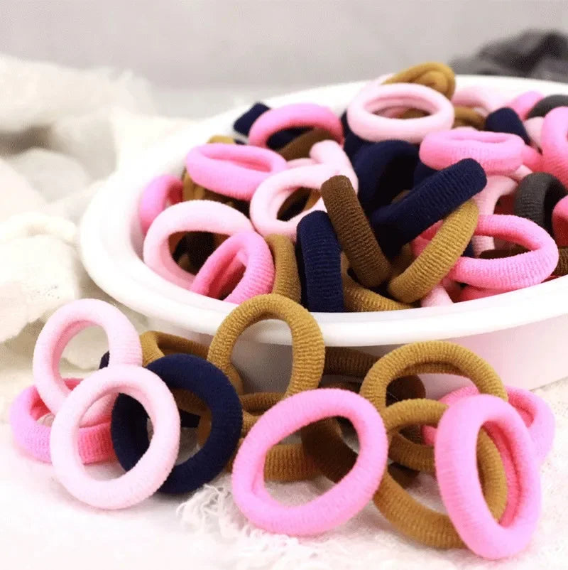 100/200PCS Women Girls Colorful Nylon Elastic Hair Bands Ponytail Hold Small Hair Tie Rubber Bands Scrunchie Hair Accessories