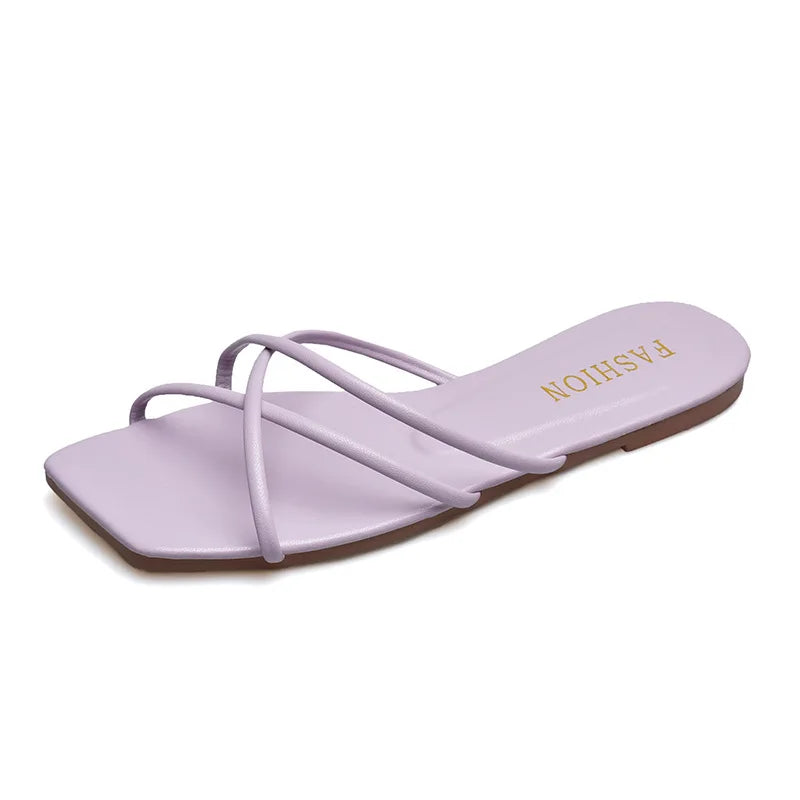 Shoes for Women Plus Size 35-43 Summer Women Outside Flat Slippers Flip Flops Casual Candy Color Sandals Zapatos De Mujer