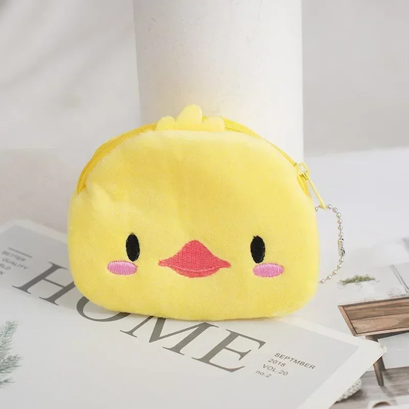 Animal Shape Plush Coin purse Headphone Bag Zipper Money Duck Women Coin Wallet Bag Kawai Card Key Money Coin Purse Bags Gift