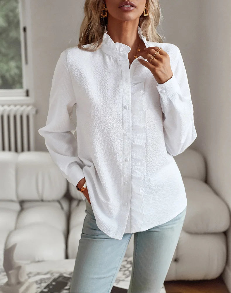 Women's Elegant Office Shirt – Long Sleeve, Casual & Comfortable