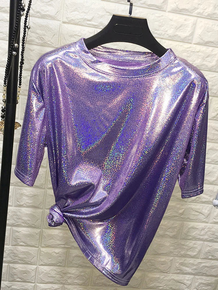 Lightweight Retro Shiny Satin Top for Women