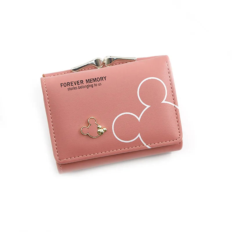 Disney Cartoon Mickey Mouse Wallet for Women's PU Leather Coin Purse Woman Mini Short Wallets Girls Bags Fashion Accessories