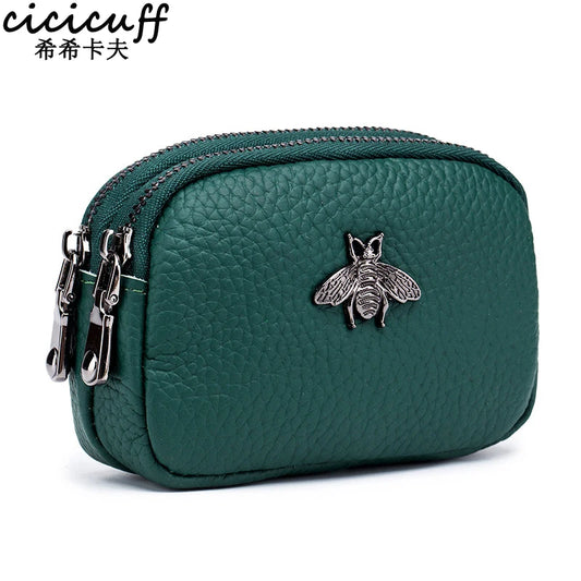 CICICUFF Women Coin Purse Genuine Leather Female Double Zipper Travel Organizer Mini Pouch Women Storage Bag Small Wallets New