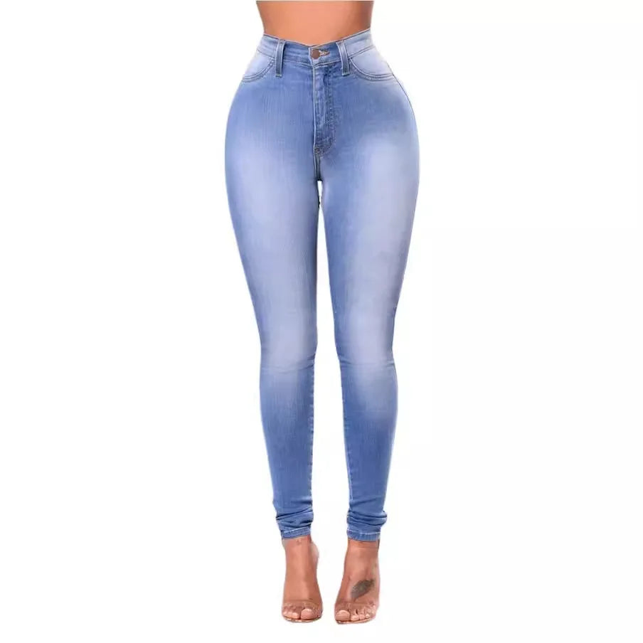 Bleached Distressed Women Pencil Denim Pants Ankle Length Jeans Skinny Washed Pockets High Waist Jean Zipper Fly Casual 2024