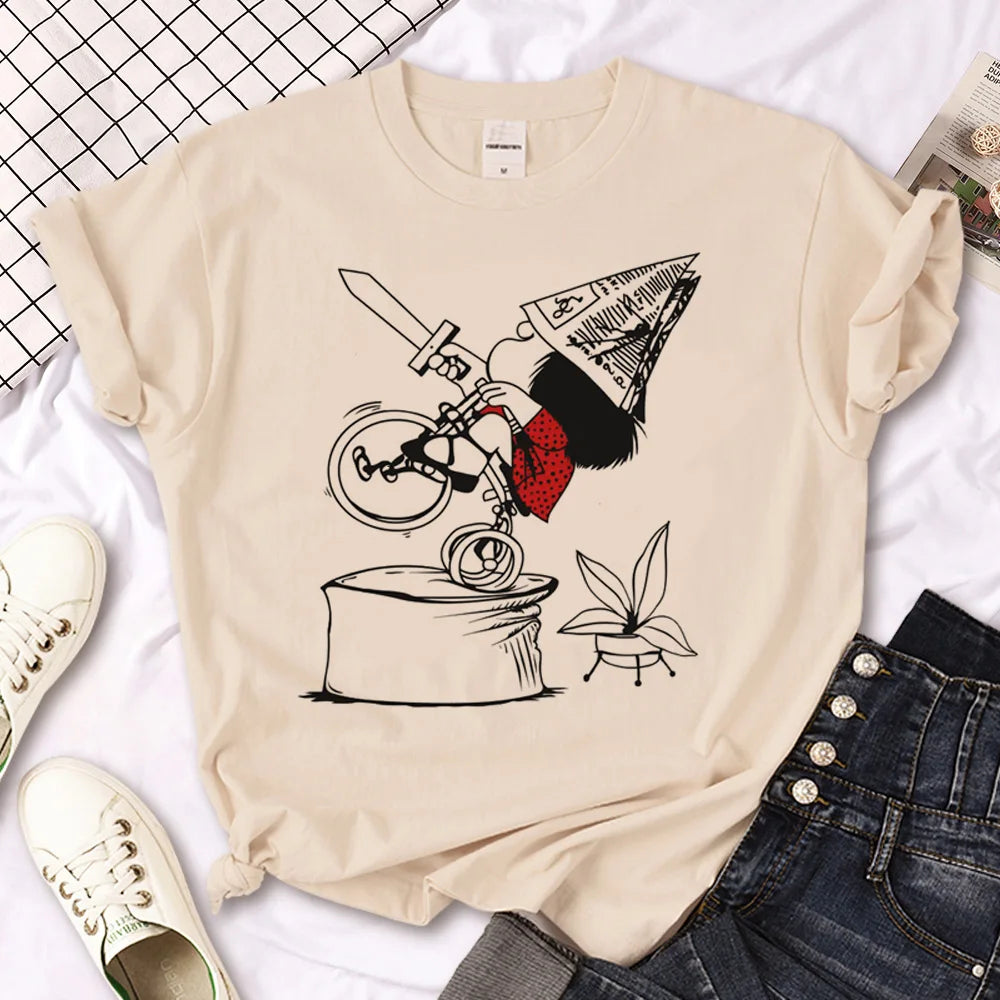 Mafalda t-shirts women Japanese Tee female funny designer graphic clothes