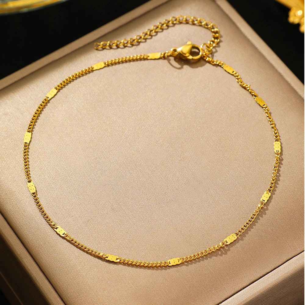 Stainless Steel Anklet New Style Light Luxury Sense of Quality Sequin Chain Fine Delicate Anklet For Women Jewelry Party Gifts