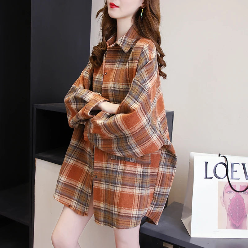 Vintage Plaid Check Shirt for Women