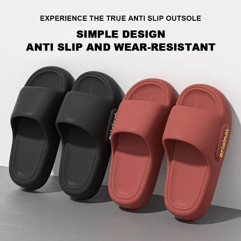 New Summer Platform Cloud Slippers Women Comfy Solid Color Soft Sole EVA Pillow Slides Woman Couple Non Slip Beach Flip Flops