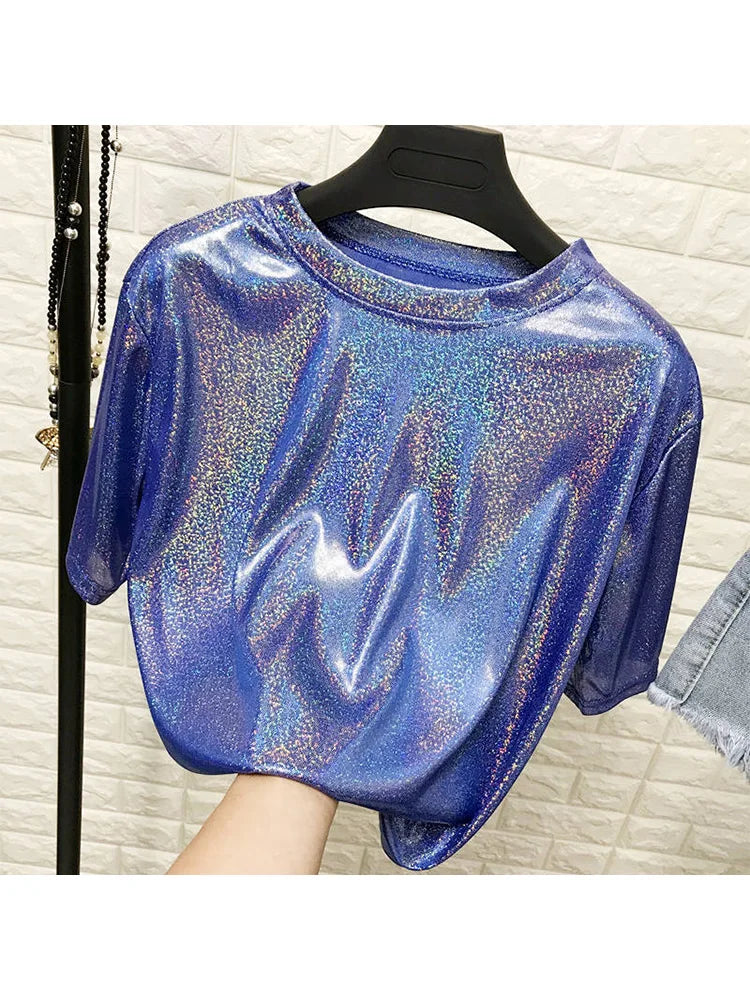 Lightweight Retro Shiny Satin Top for Women