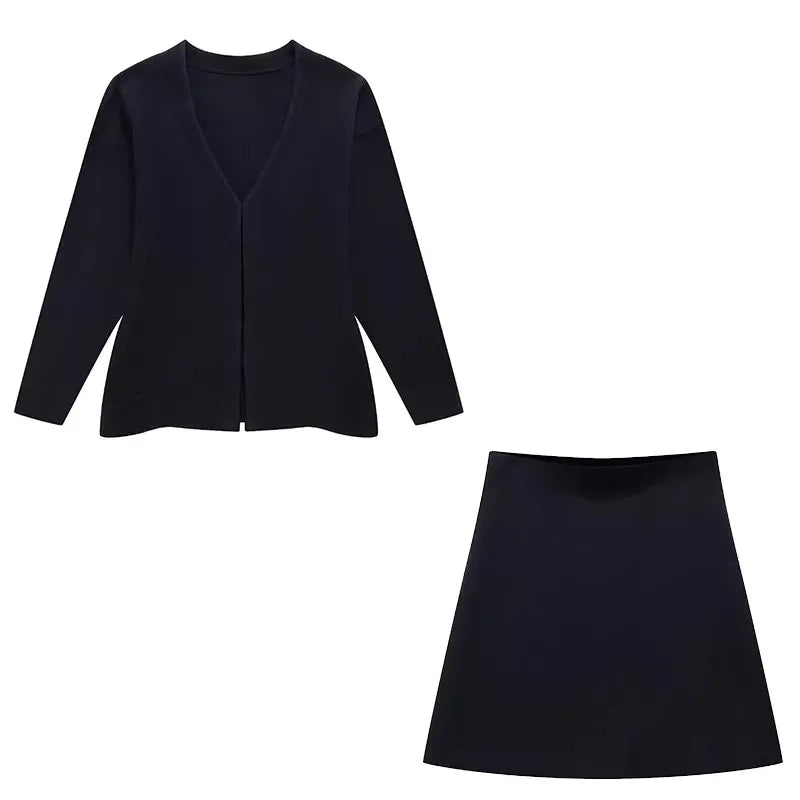 Chic Women's Blazer & Midi Skirt Set