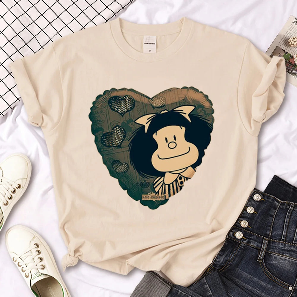 Mafalda t-shirts women Japanese Tee female funny designer graphic clothes