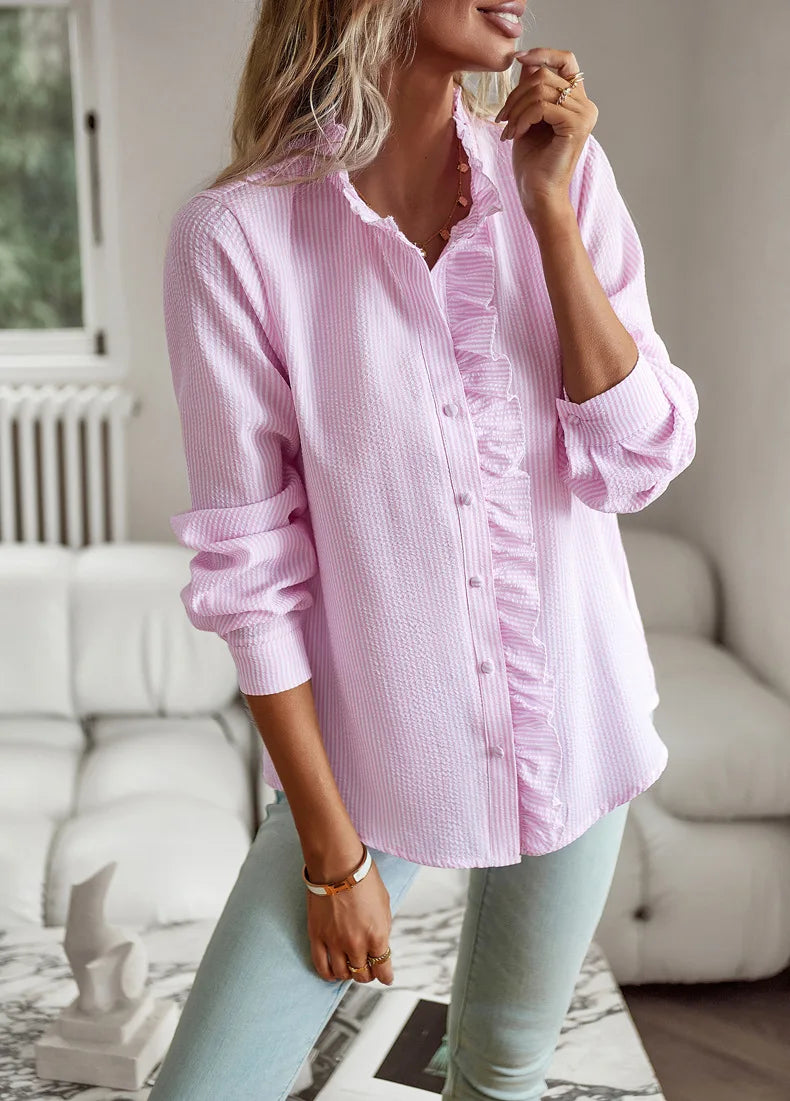 Women's Elegant Office Shirt – Long Sleeve, Casual & Comfortable