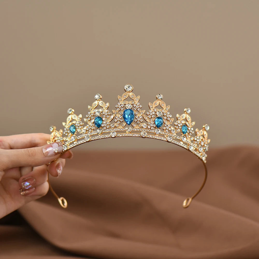 Children's Princess Crown Crystal Tiara Girls Hair Accessories High-end Atmosphere Dance Performance Birthday Gift Crown