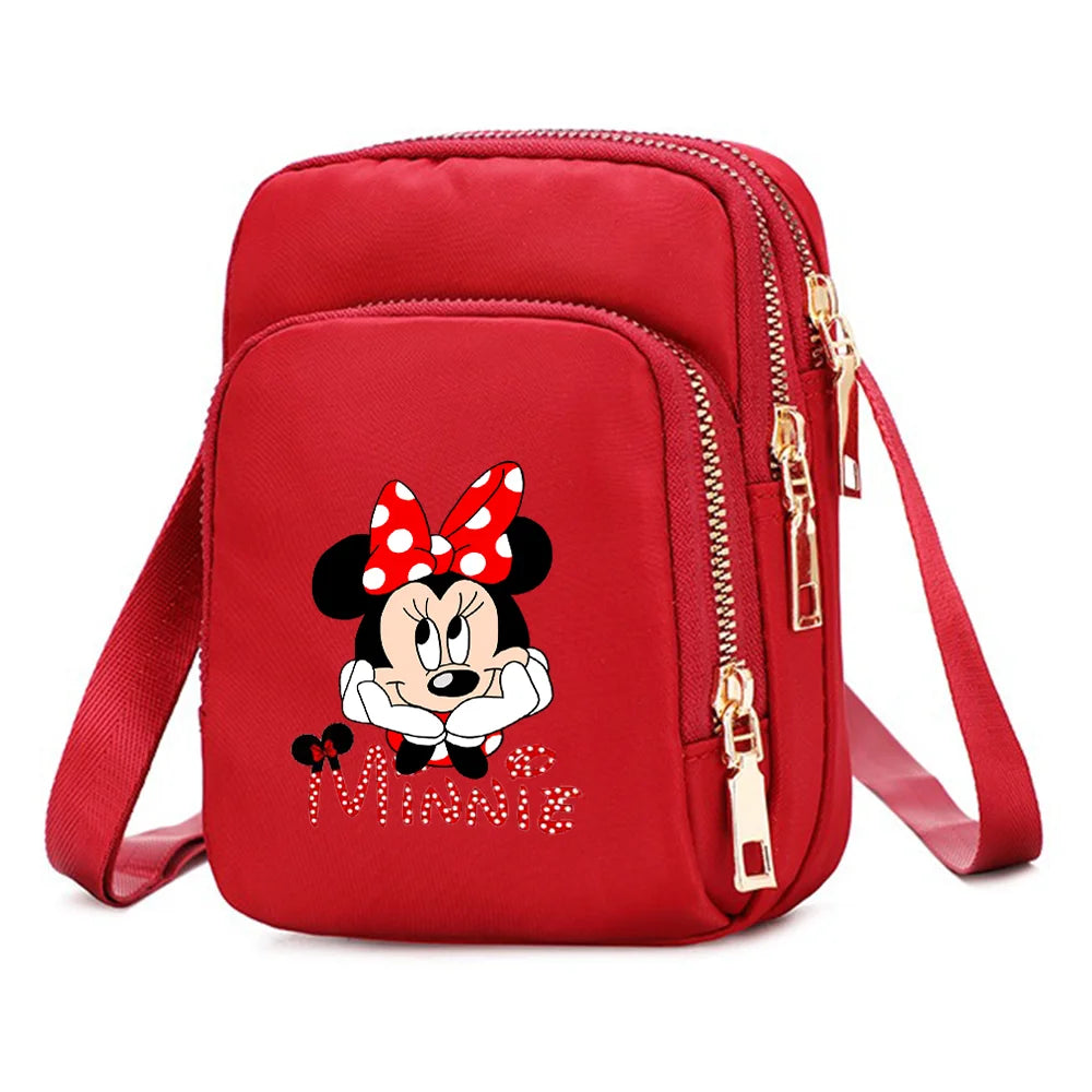 Mickey Minnie Mouse Women Shoulder Bags Cell Phone Purse Crossbody Shoulder Strap Handbag Female Girls Bags Teenagers Bag Gift