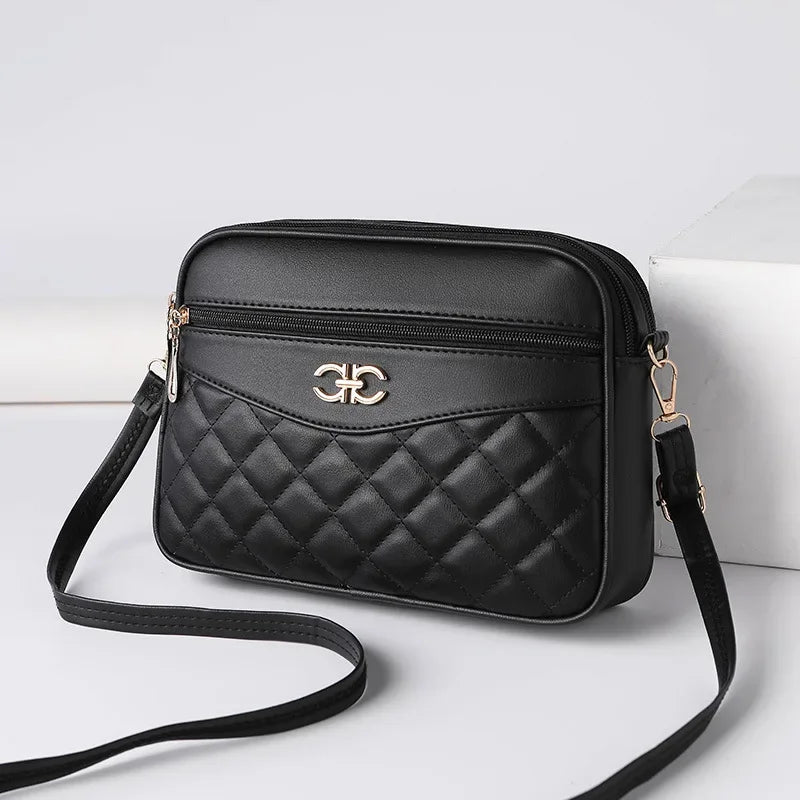 2023 New Four Layer High Capacity Middle Aged Women's Bag Fashion Lingge Crossbody Shoulder Bag Versatile Camera Square Handbag