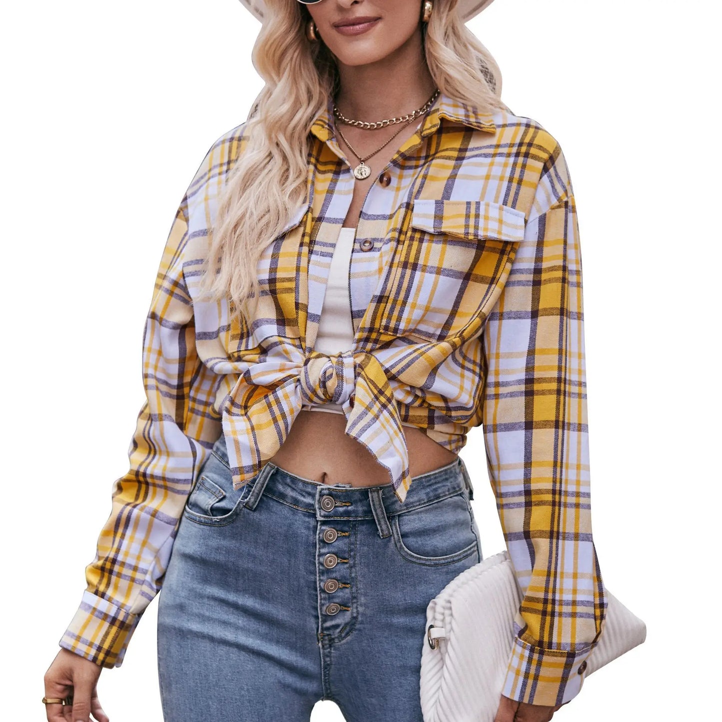 Women's Plaid Shirt – Loose Casual Long Sleeve Blouse, 2025 Fashion