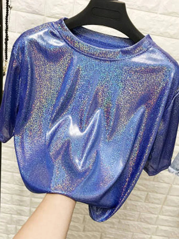 Lightweight Retro Shiny Satin Top for Women