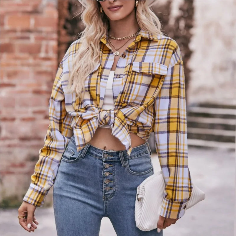 Women's Plaid Shirt – Loose Casual Long Sleeve Blouse, 2025 Fashion