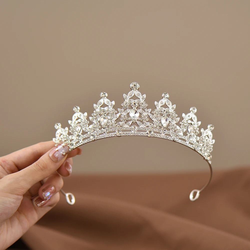 Children's Princess Crown Crystal Tiara Girls Hair Accessories High-end Atmosphere Dance Performance Birthday Gift Crown