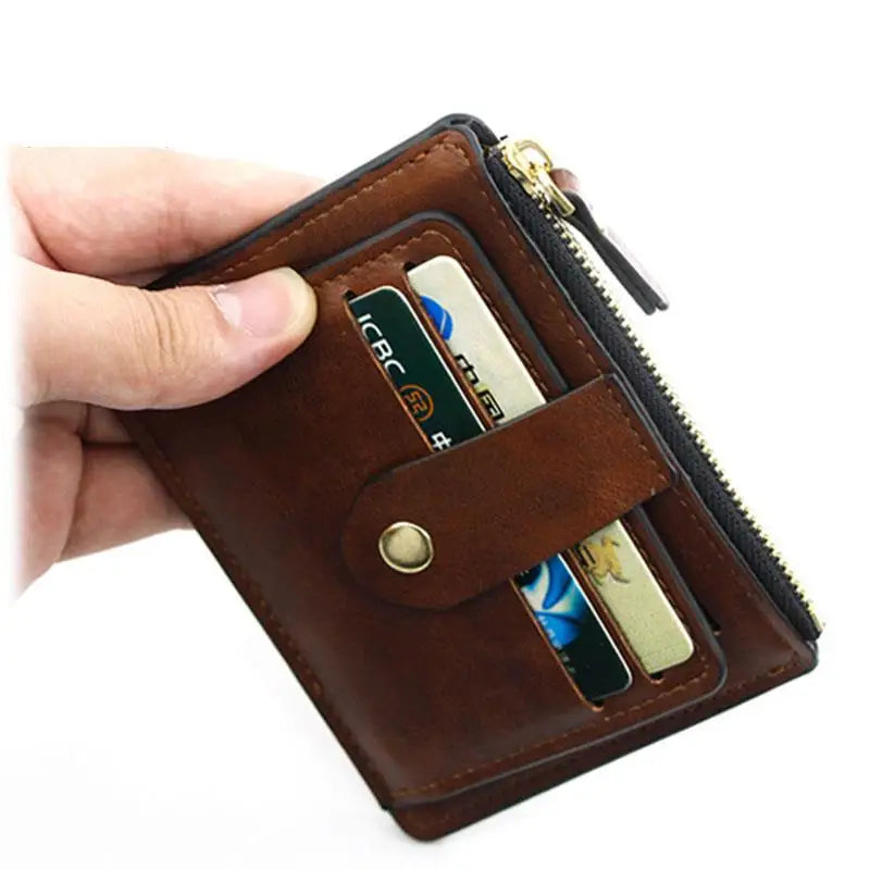 Luxury Small Men's Credit ID Card Holder Wallet Male Slim Leather Wallet with Coin Pocket Brand Designer Purse for Men Women