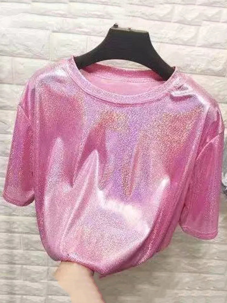 Lightweight Retro Shiny Satin Top for Women