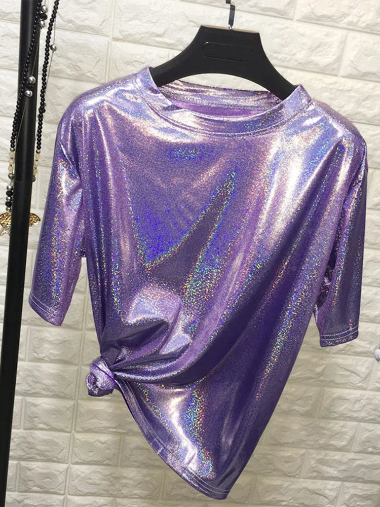 Lightweight Retro Shiny Satin Top for Women