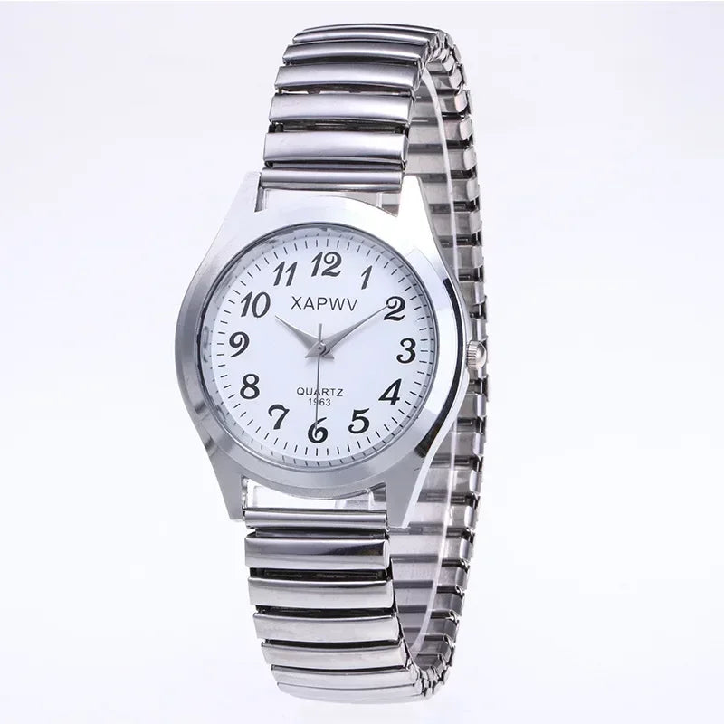 Fashion Women Men Watch Flexible Elastic Band Quartz Wrist Watch Steel Strap Couple Watch Gift