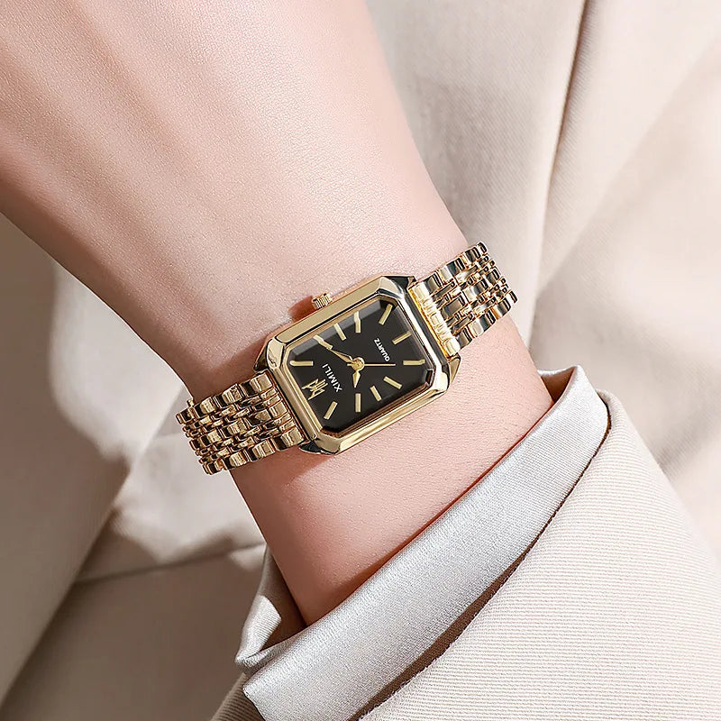 Luxury Women Watches Fashion Rectangle Ladies Steel Band Quartz Watch Reloj Mujer Relogio Feminino Girls Clock Gift