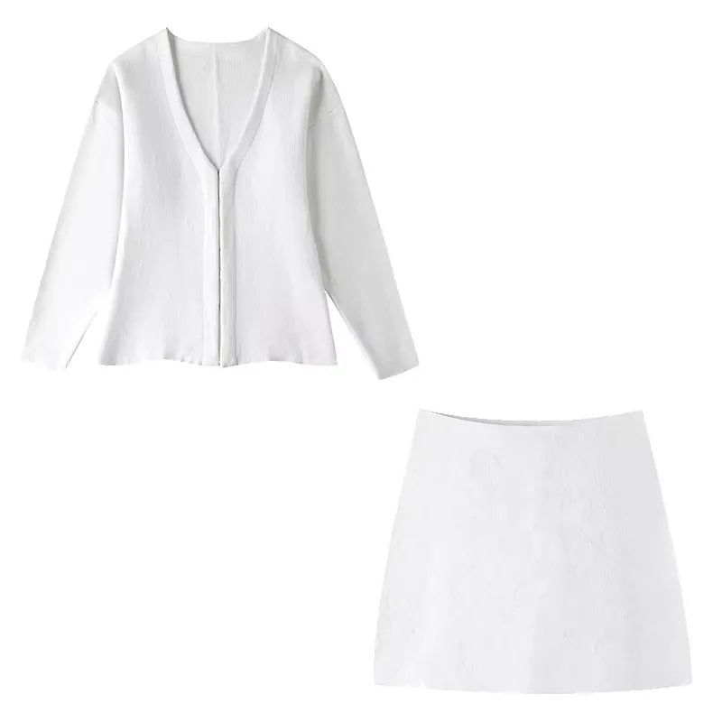 Chic Women's Blazer & Midi Skirt Set