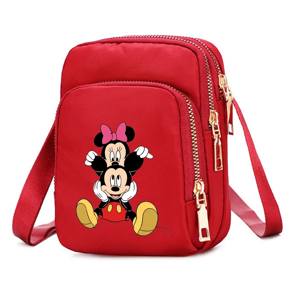 Mickey Minnie Mouse Women Shoulder Bags Cell Phone Purse Crossbody Shoulder Strap Handbag Female Girls Bags Teenagers Bag Gift