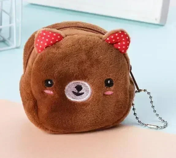 Animal Shape Plush Coin purse Headphone Bag Zipper Money Duck Women Coin Wallet Bag Kawai Card Key Money Coin Purse Bags Gift