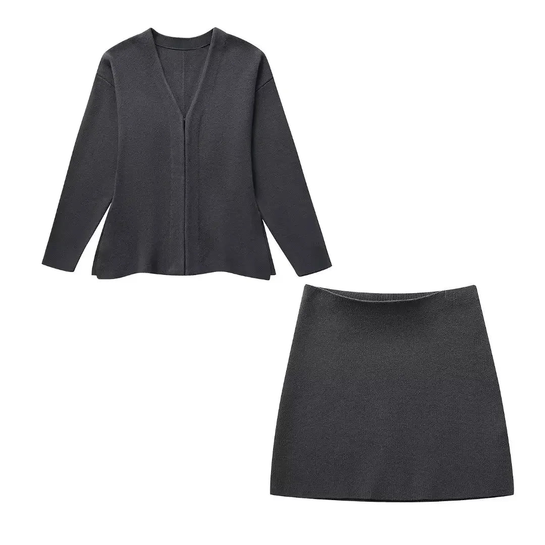 Chic Women's Blazer & Midi Skirt Set