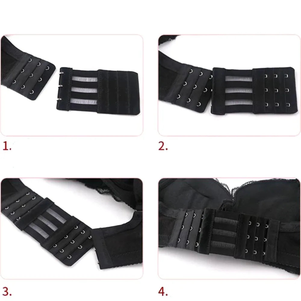 3 PCS Women 3 Rows 3 Buckles Bra Extension Strap Extenders Elastic Hook Clip Adjustable Belt Buckle Bra Accessories