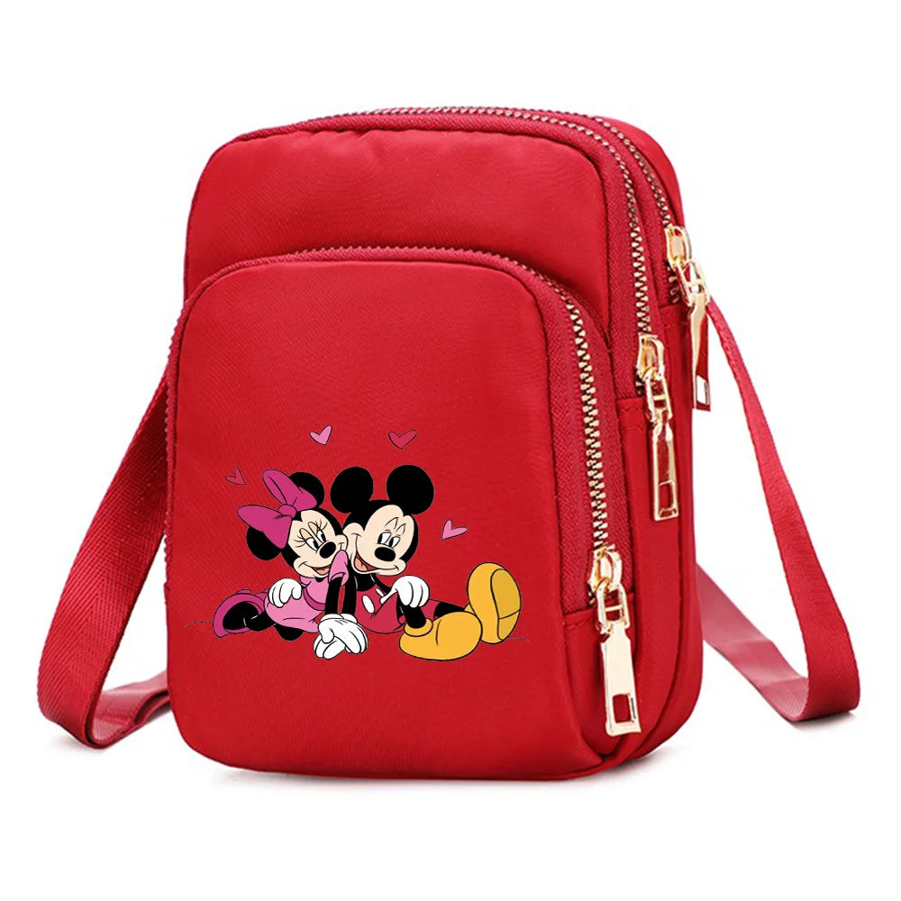 Mickey Minnie Mouse Women Shoulder Bags Cell Phone Purse Crossbody Shoulder Strap Handbag Female Girls Bags Teenagers Bag Gift