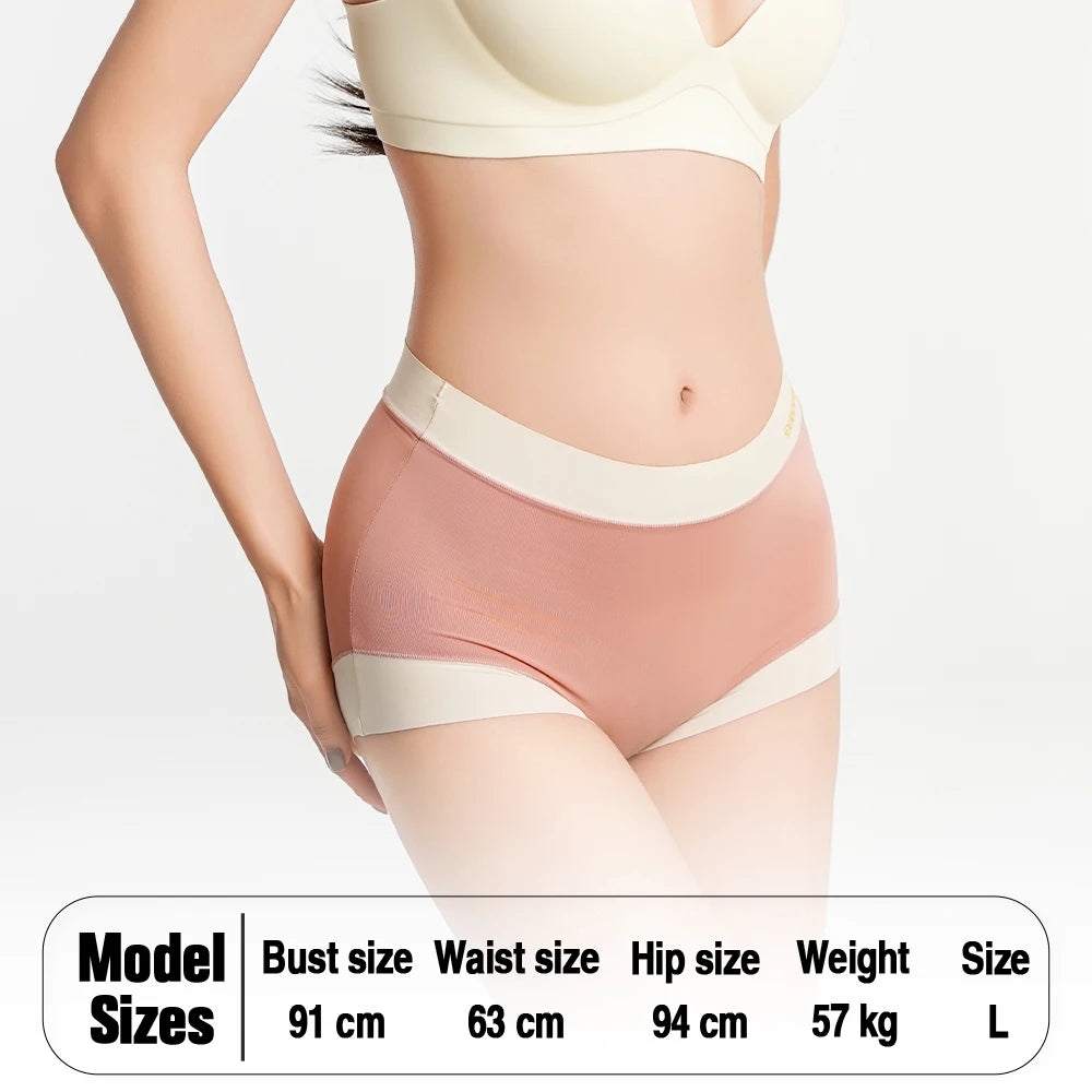 Women Underwear Mid Waisted Seamless Panties Ice Silk Stretch Briefs Breathable Comfortable Plus Size Female Underpants XL-6XL