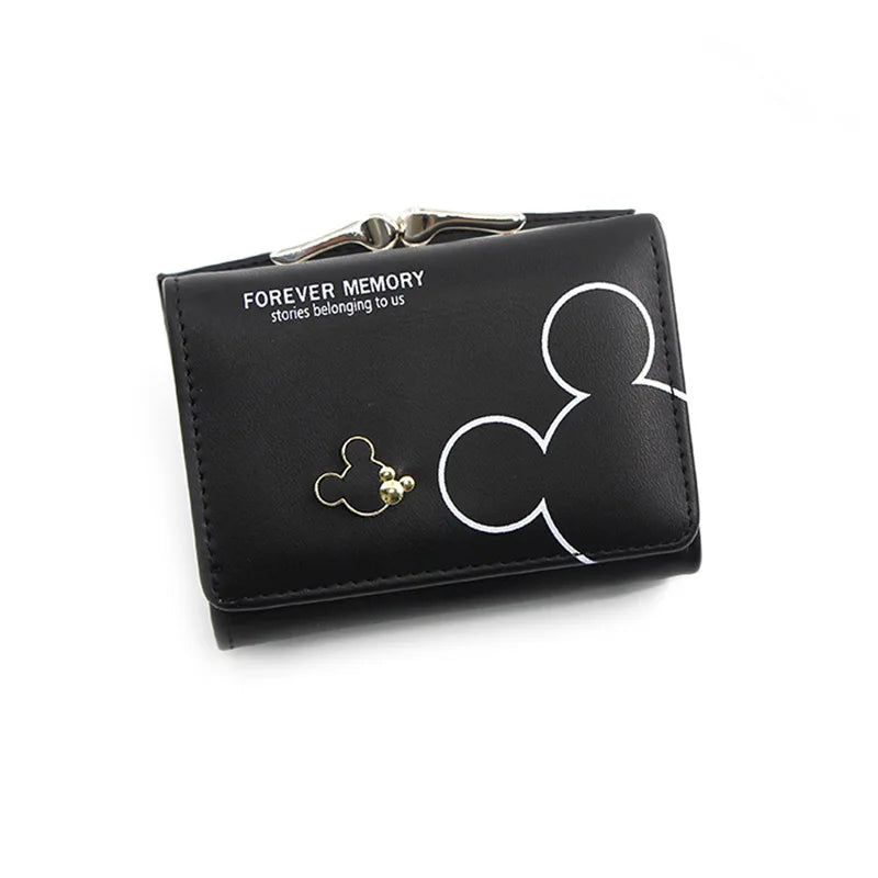 Disney Cartoon Mickey Mouse Wallet for Women's PU Leather Coin Purse Woman Mini Short Wallets Girls Bags Fashion Accessories