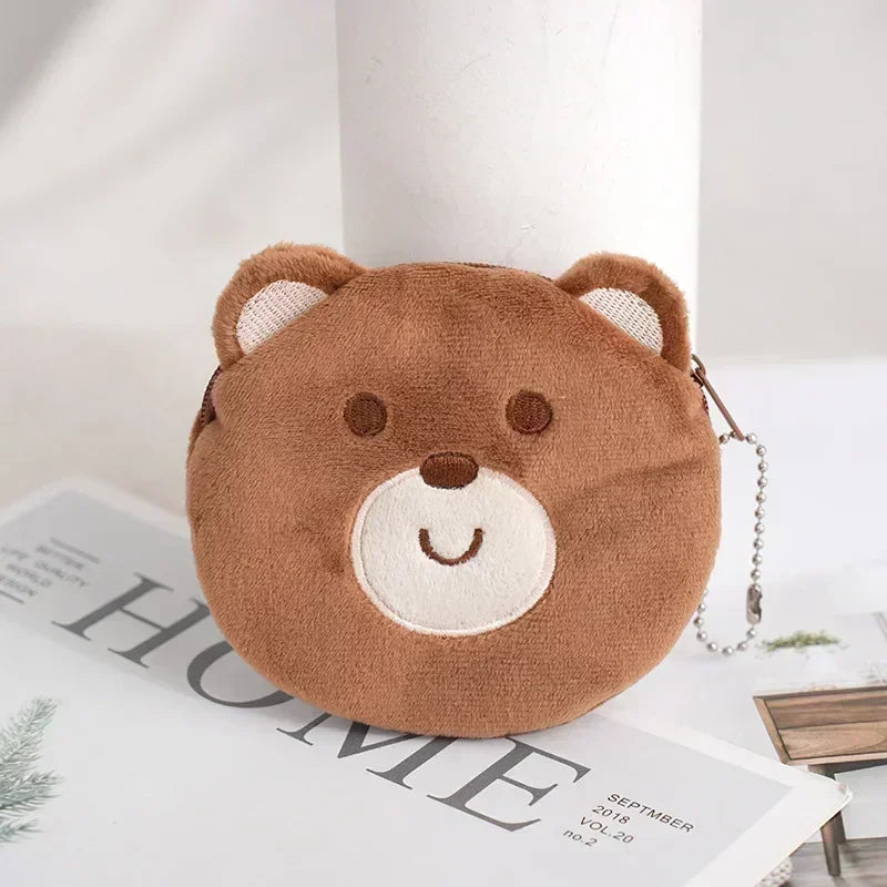 Animal Shape Plush Coin purse Headphone Bag Zipper Money Duck Women Coin Wallet Bag Kawai Card Key Money Coin Purse Bags Gift