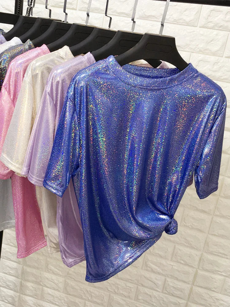 Lightweight Retro Shiny Satin Top for Women