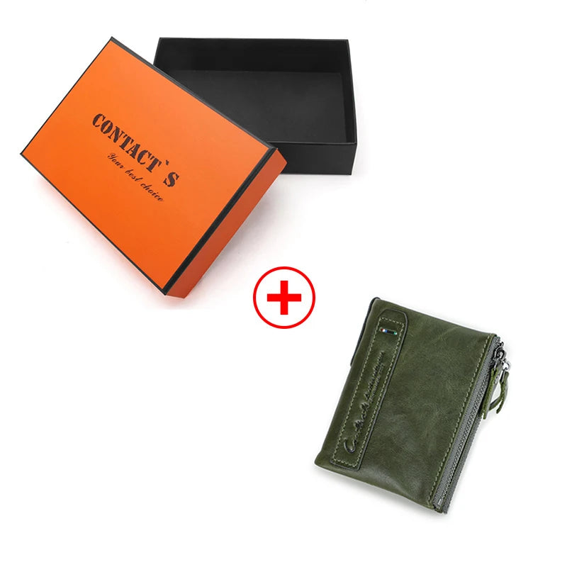 Fashion Genuine Leather Women Wallet Bi-fold Wallets Red ID Card Holder Coin Purse With Double Zipper Small Women's Purse 2022